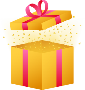 Gold prizes box in amazing